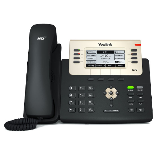 Yealink T27G 6 Line IP phone, 240x120 LCD, 21 Program keys/BLF/XML/PoE/HDV/EHS support/Dual Gigabit Ports. No Power Adapter included